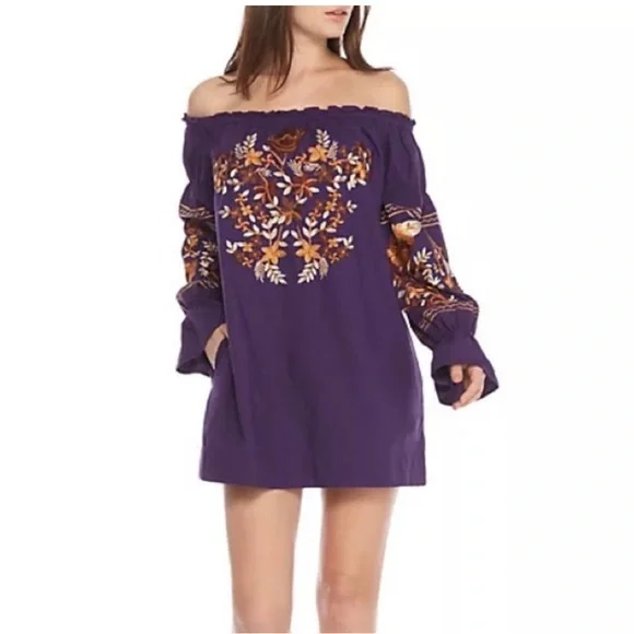 Free people purple embroidered dress Free people purple embroidered dress